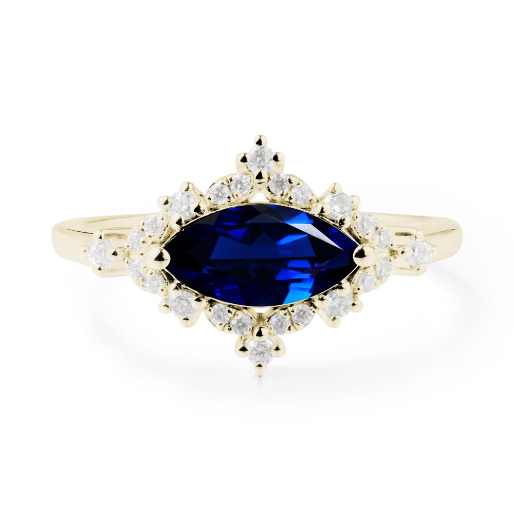 Marquise Sapphire Halo Ring - LUO Jewelry #metal_14k yellow gold
