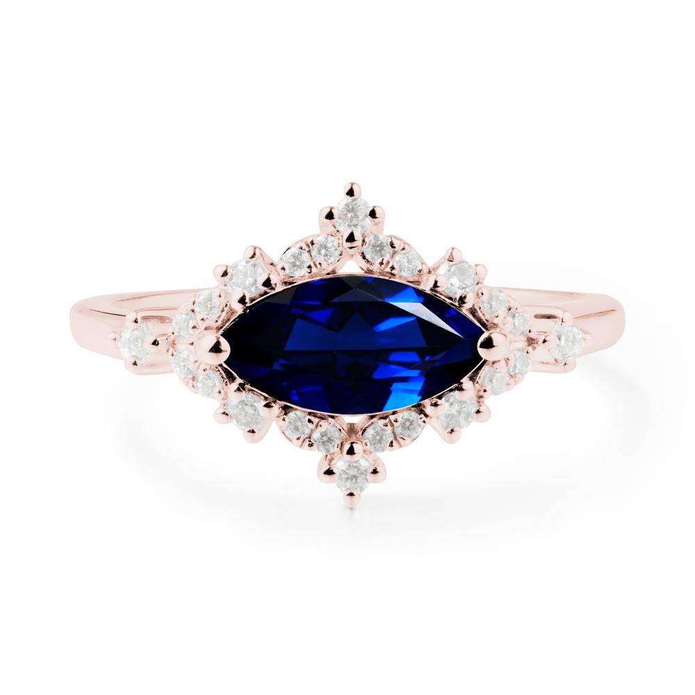Marquise Sapphire Halo Ring - LUO Jewelry #metal_18k rose gold
