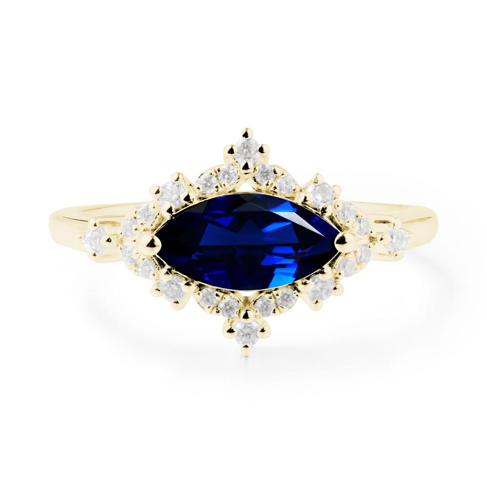 Marquise Sapphire Halo Ring - LUO Jewelry #metal_18k yellow gold