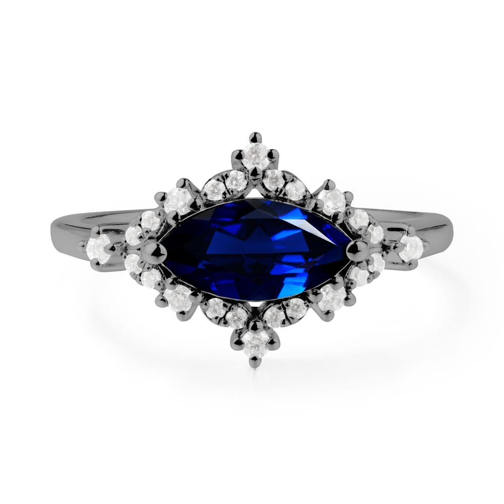 Marquise Sapphire Halo Ring - LUO Jewelry #metal_black finish sterling silver