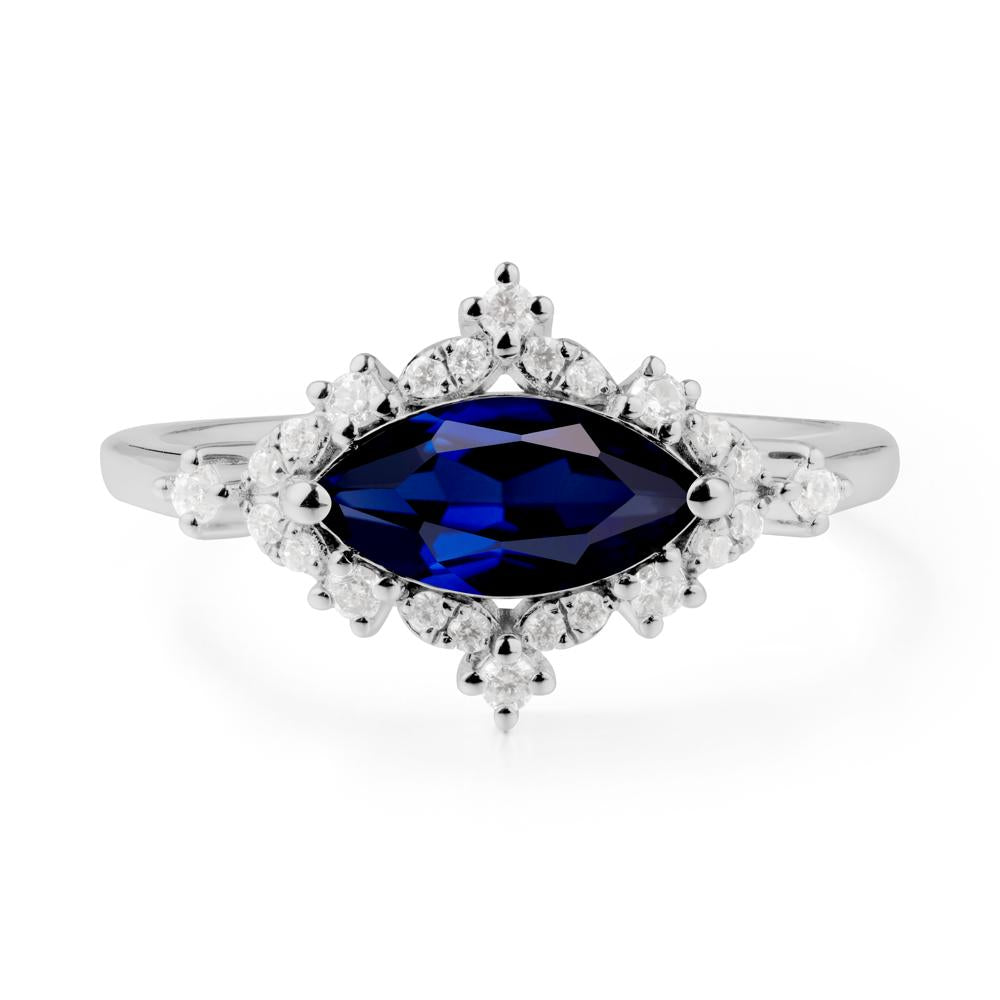 Marquise Sapphire Halo Ring - LUO Jewelry #metal_platinum
