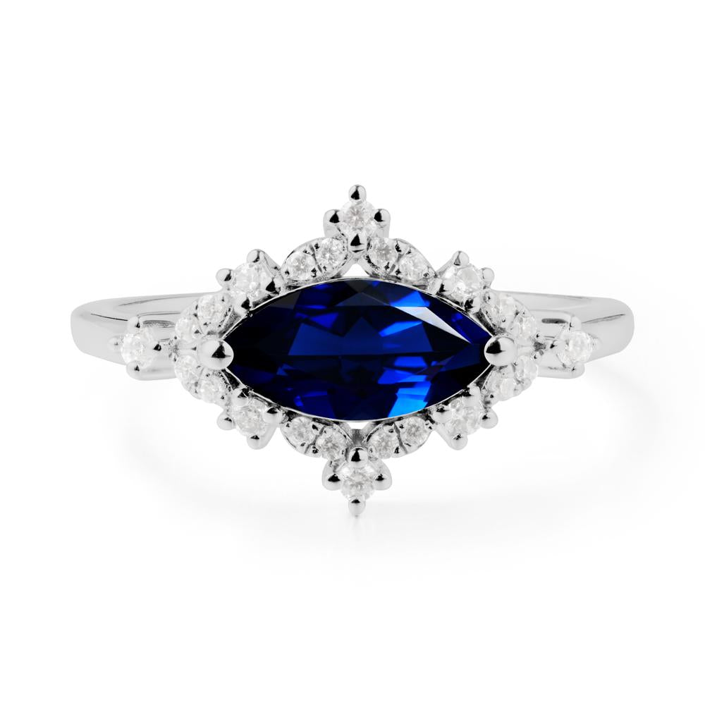 Marquise Sapphire Halo Ring - LUO Jewelry #metal_platinum