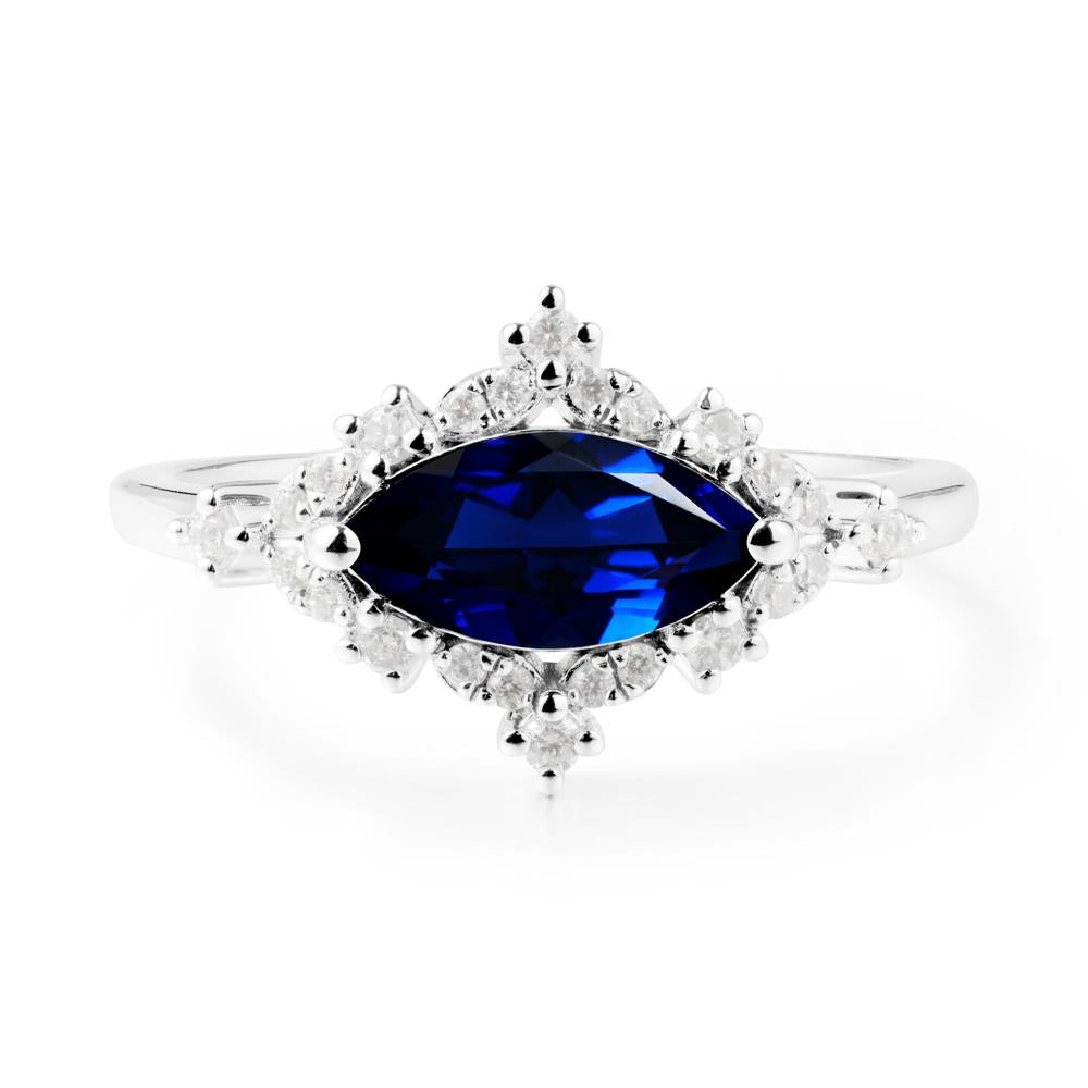 Marquise Sapphire Halo Ring - LUO Jewelry #metal_sterling silver
