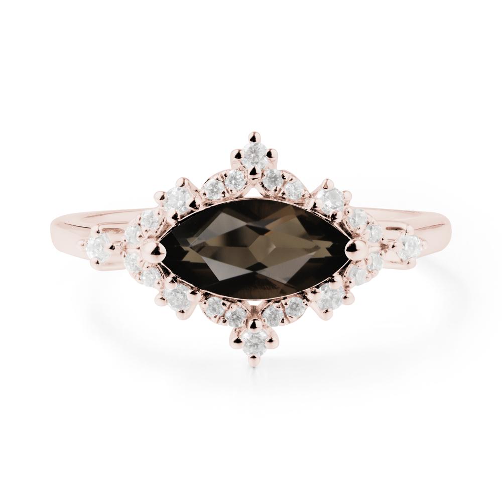 Marquise Smoky Quartz Halo Ring - LUO Jewelry #metal_14k rose gold