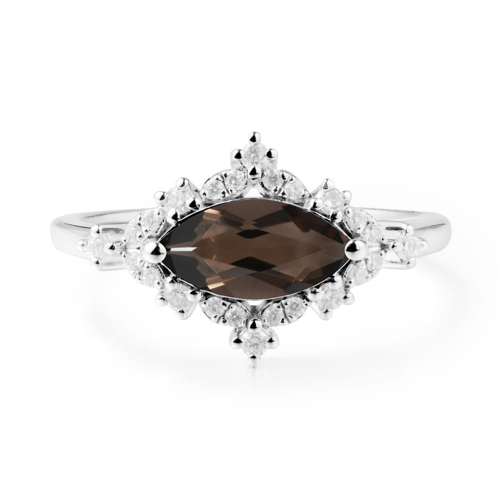 Marquise Smoky Quartz Halo Ring - LUO Jewelry #metal_14k white gold