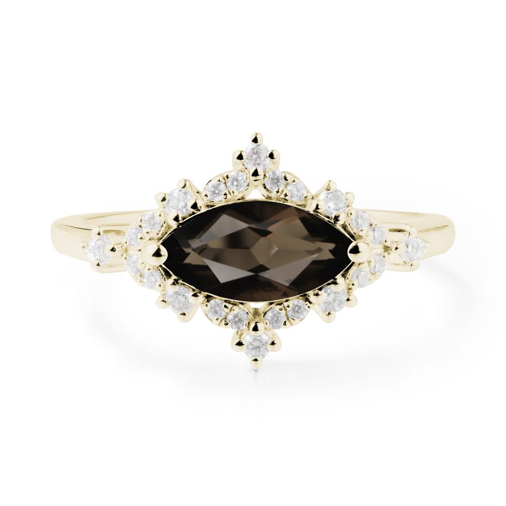 Marquise Smoky Quartz Halo Ring - LUO Jewelry #metal_14k yellow gold