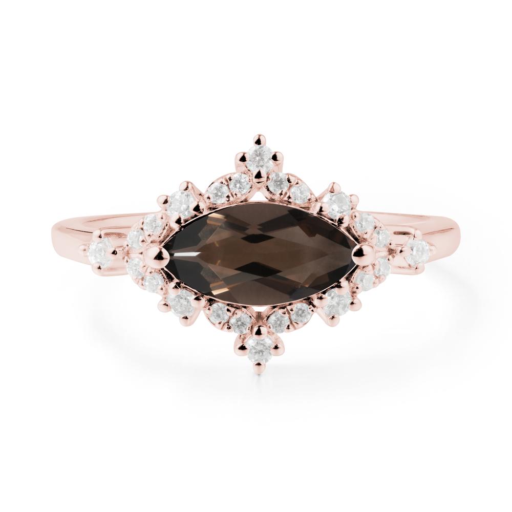 Marquise Smoky Quartz Halo Ring - LUO Jewelry #metal_18k rose gold