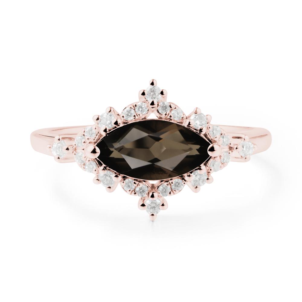 Marquise Smoky Quartz Halo Ring - LUO Jewelry #metal_18k rose gold