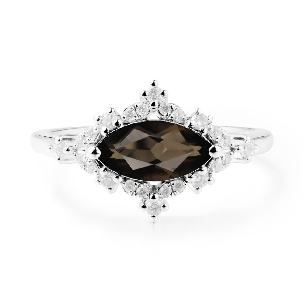 Marquise Smoky Quartz Halo Ring - LUO Jewelry #metal_18k white gold