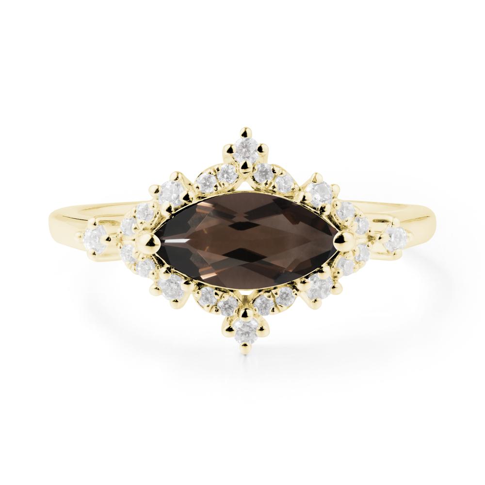 Marquise Smoky Quartz Halo Ring - LUO Jewelry #metal_18k yellow gold