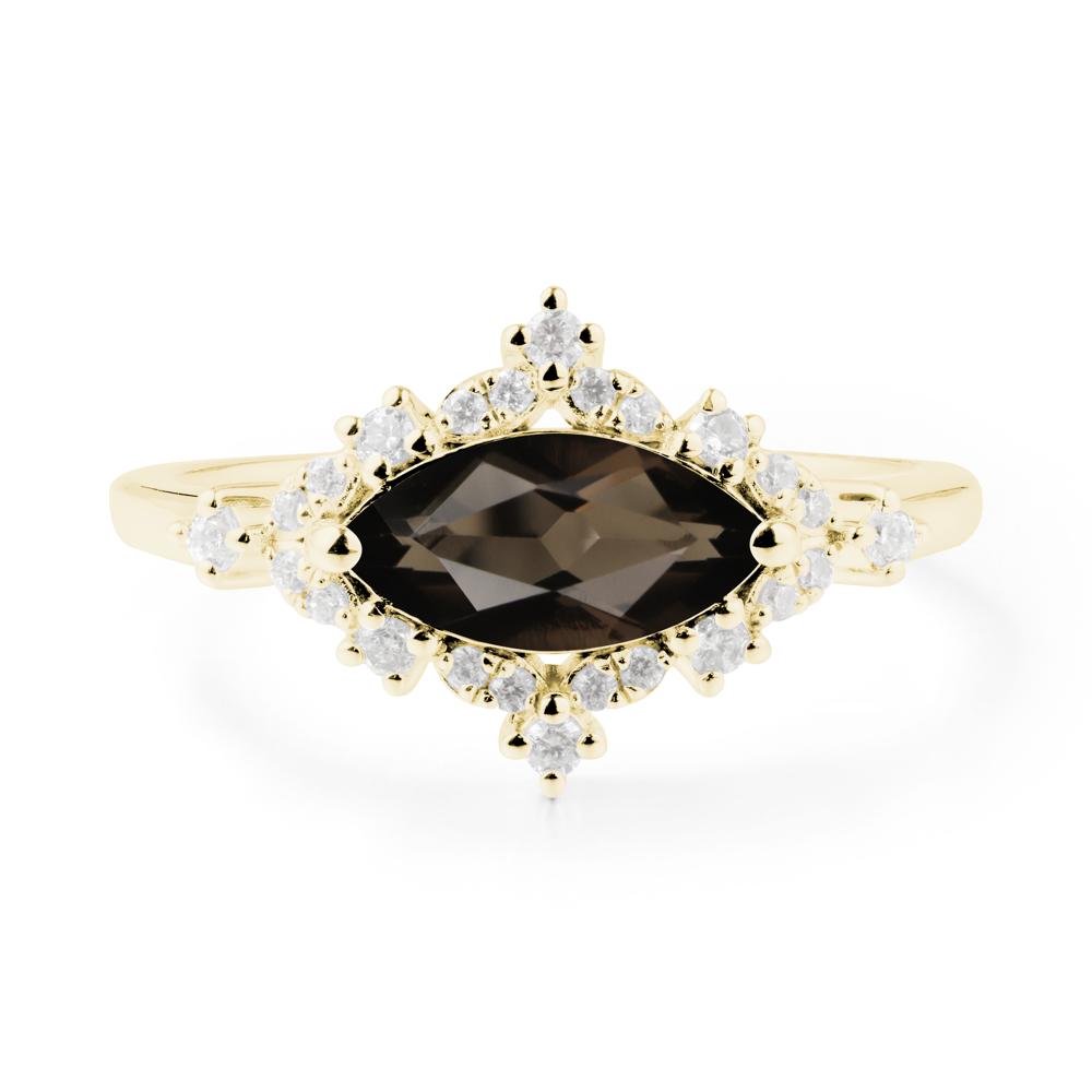 Marquise Smoky Quartz Halo Ring - LUO Jewelry #metal_18k yellow gold