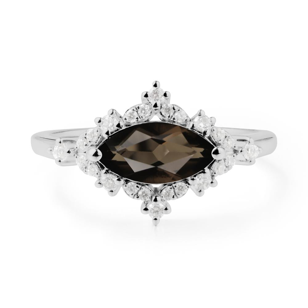 Marquise Smoky Quartz Halo Ring - LUO Jewelry #metal_platinum