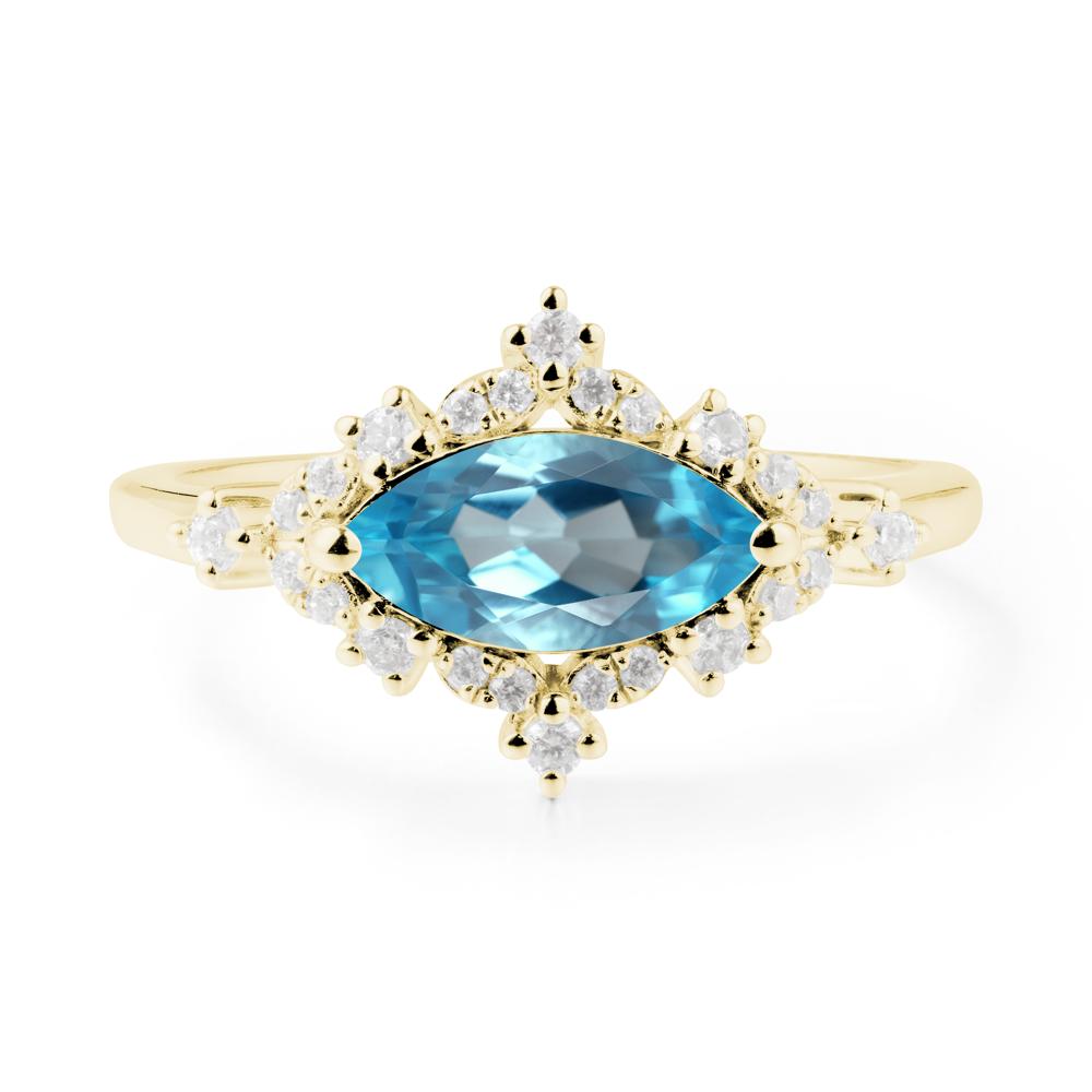 Marquise Swiss Blue Topaz Halo Ring - LUO Jewelry #metal_18k yellow gold