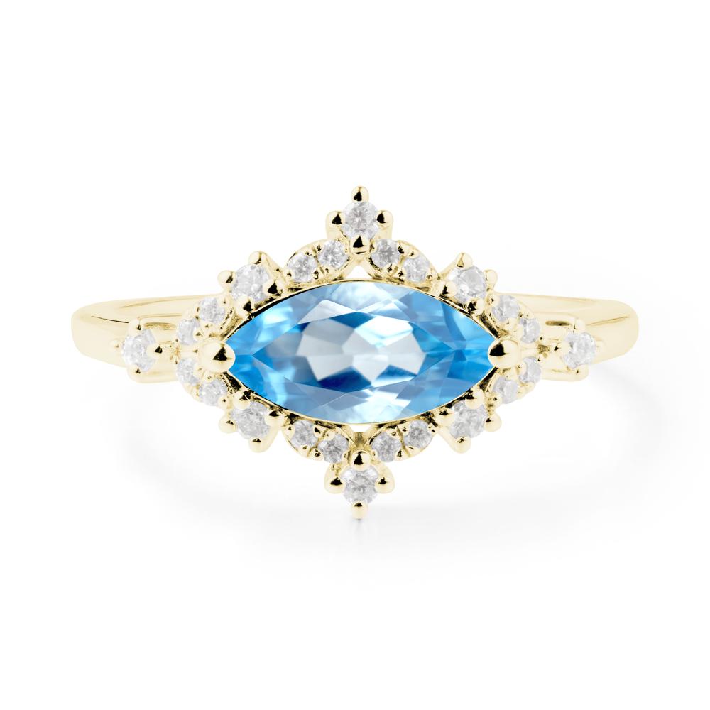 Marquise Swiss Blue Topaz Halo Ring - LUO Jewelry #metal_18k yellow gold