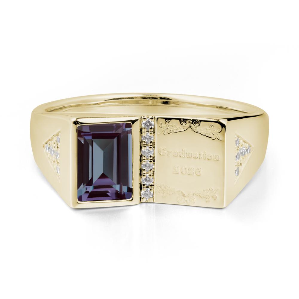 Personalized Emerald-Cut Alexandrite Bezel Ring - LUO Jewelry #metal_14k yellow gold