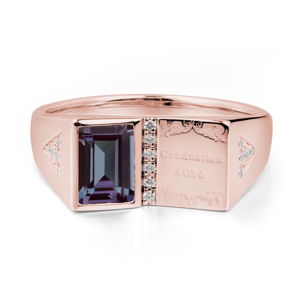 Personalized Emerald-Cut Alexandrite Bezel Ring - LUO Jewelry #metal_18k rose gold