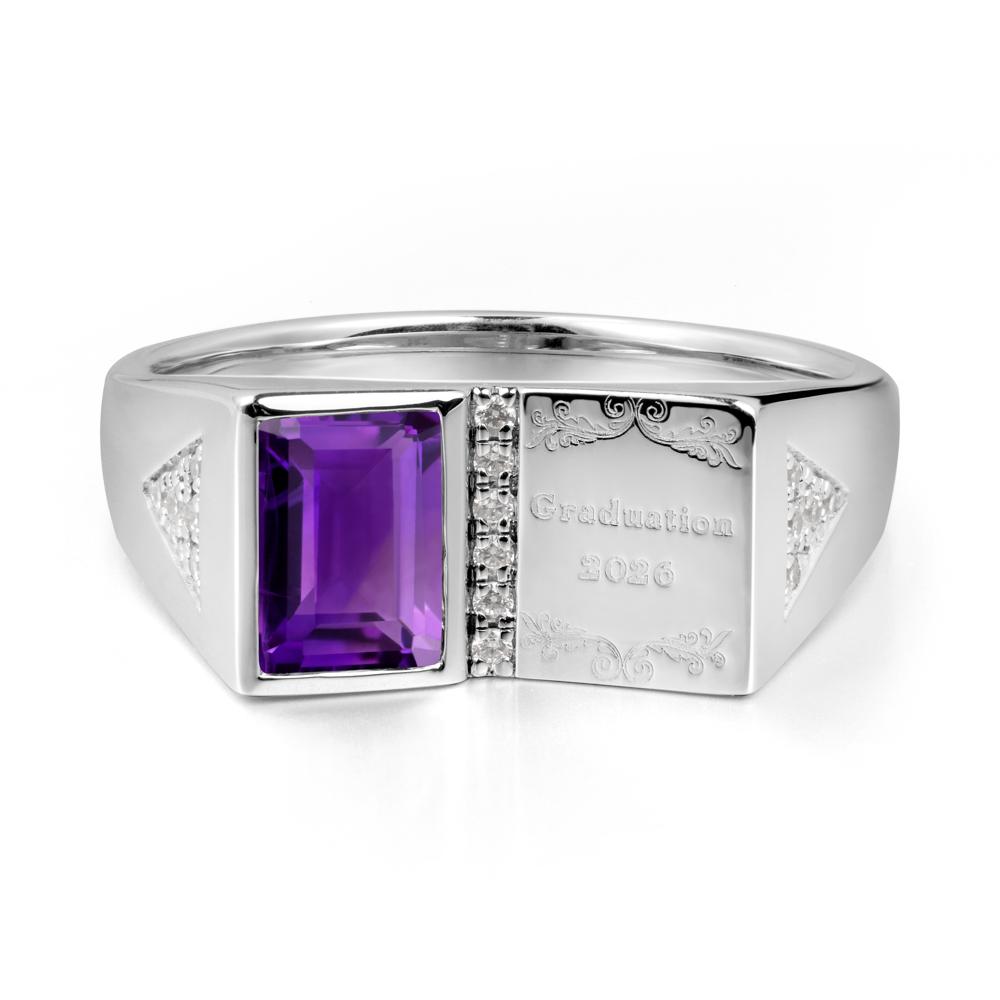 Personalized Graduation Amethyst Ring - LUO Jewelry #metal_14k white gold