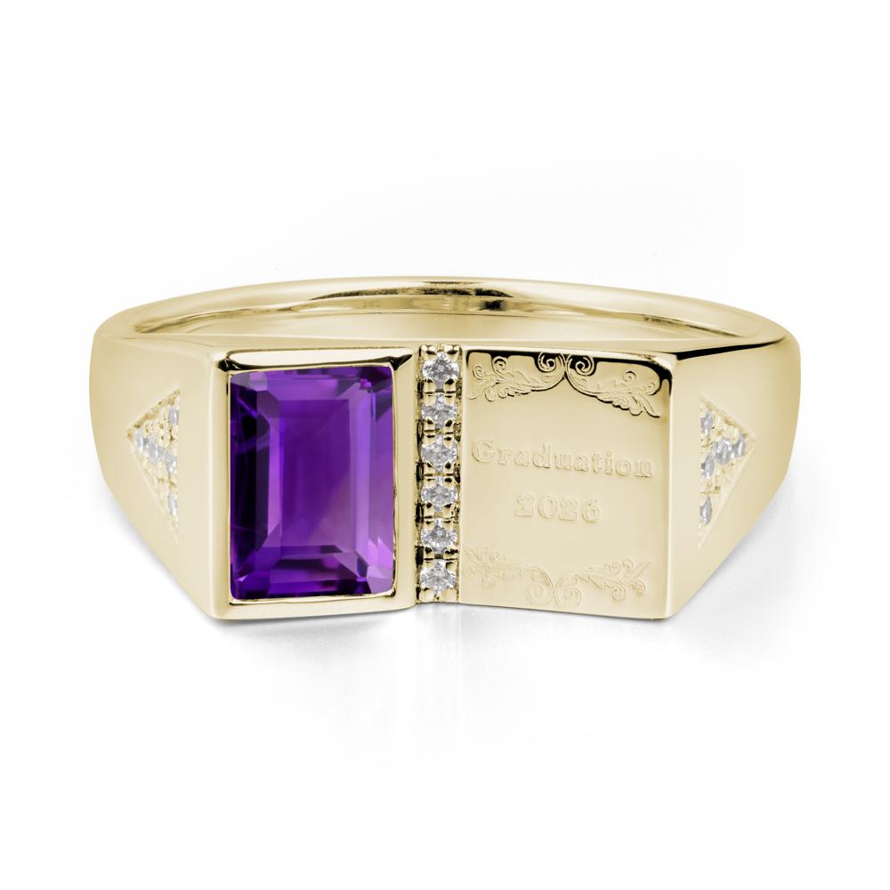 Personalized Graduation Amethyst Ring - LUO Jewelry #metal_14k yellow gold