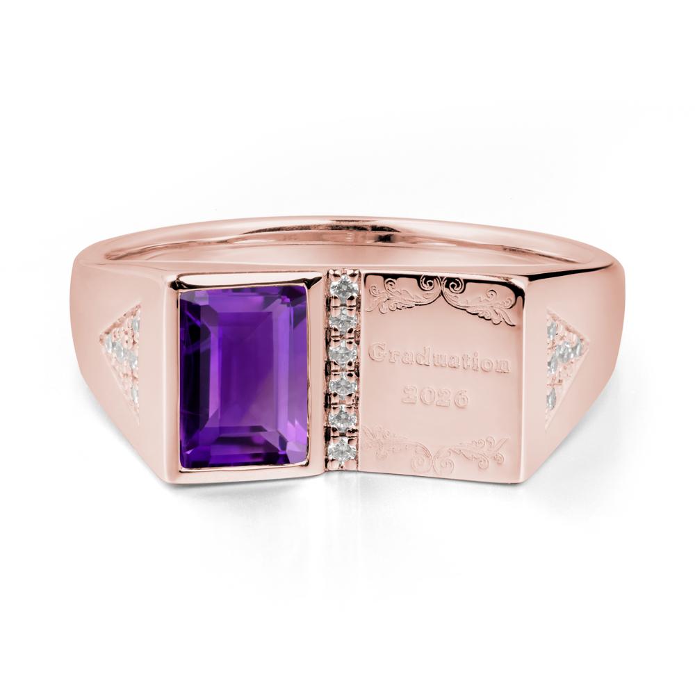 Personalized Graduation Amethyst Ring - LUO Jewelry #metal_18k rose gold