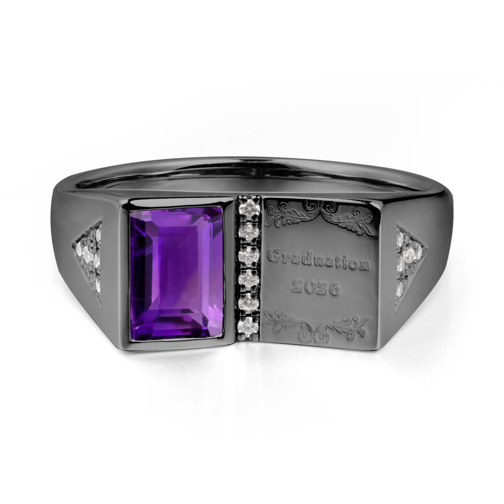 Personalized Graduation Amethyst Ring - LUO Jewelry #metal_black finish sterling silver
