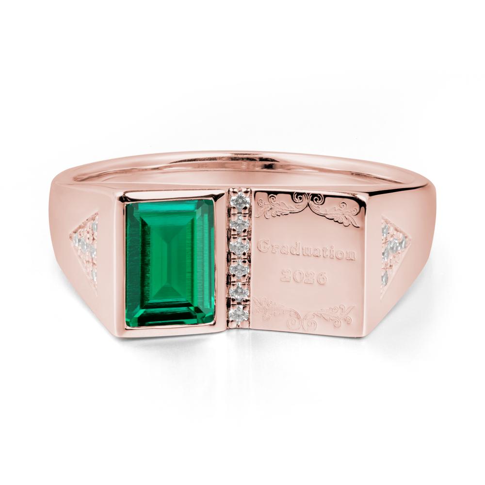 Custom Emerald Graduation Ring - LUO Jewelry #metal_18k rose gold
