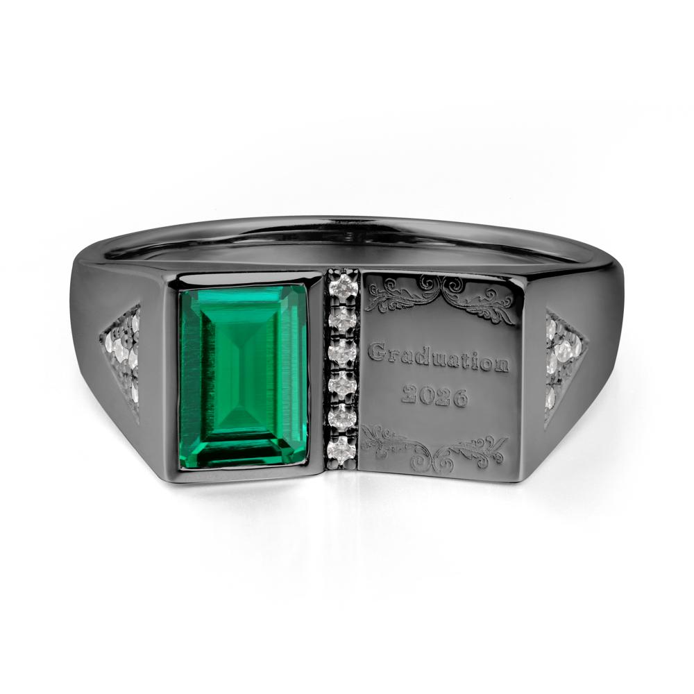 Custom Emerald Graduation Ring - LUO Jewelry #metal_black finish sterling silver