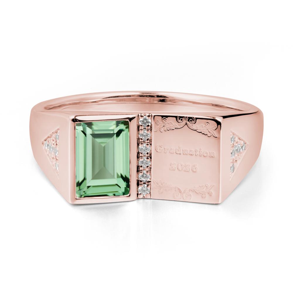 Personalized Graduation Green Sapphire Ring - LUO Jewelry #metal_18k rose gold
