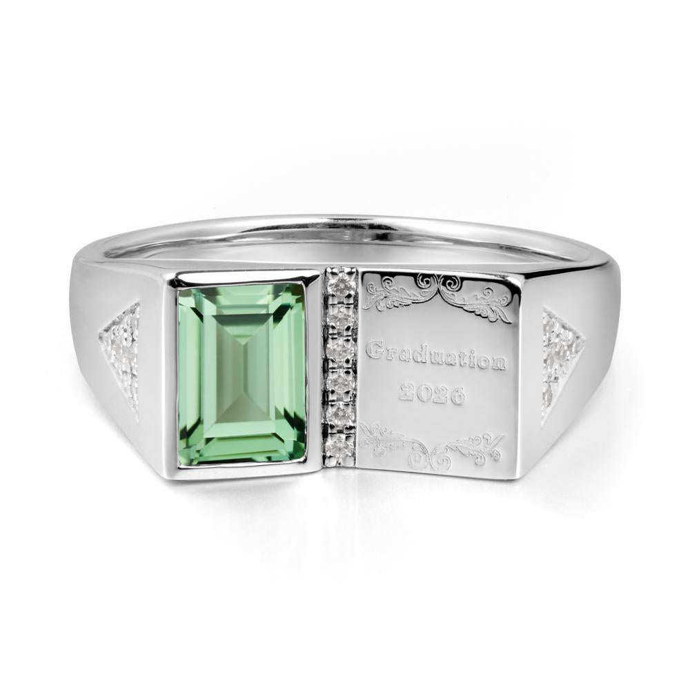 Personalized Graduation Green Sapphire Ring - LUO Jewelry #metal_18k white gold