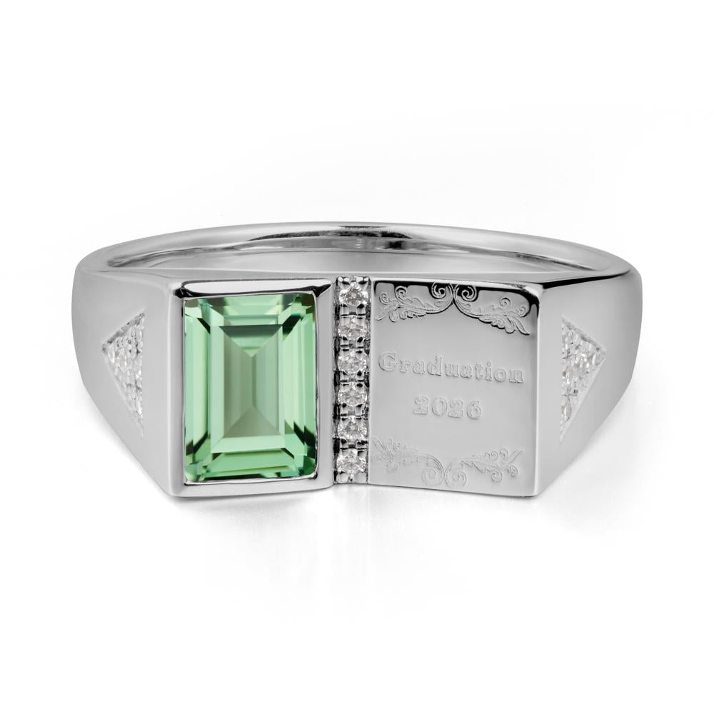 Personalized Graduation Green Sapphire Ring - LUO Jewelry #metal_platinum