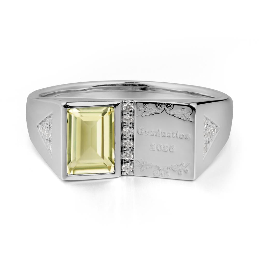 Custom Lemon Quartz Graduation Ring - LUO Jewelry #metal_platinum