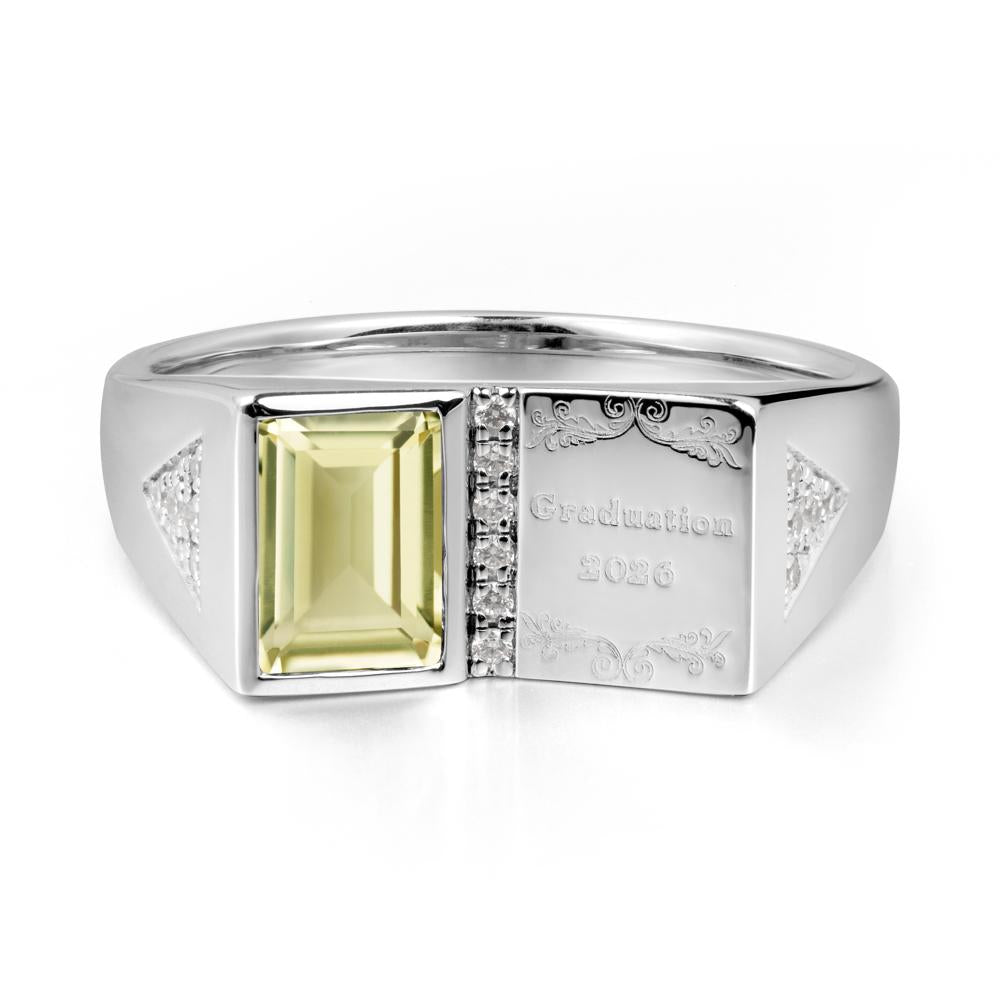 Custom Lemon Quartz Graduation Ring - LUO Jewelry #metal_sterling silver