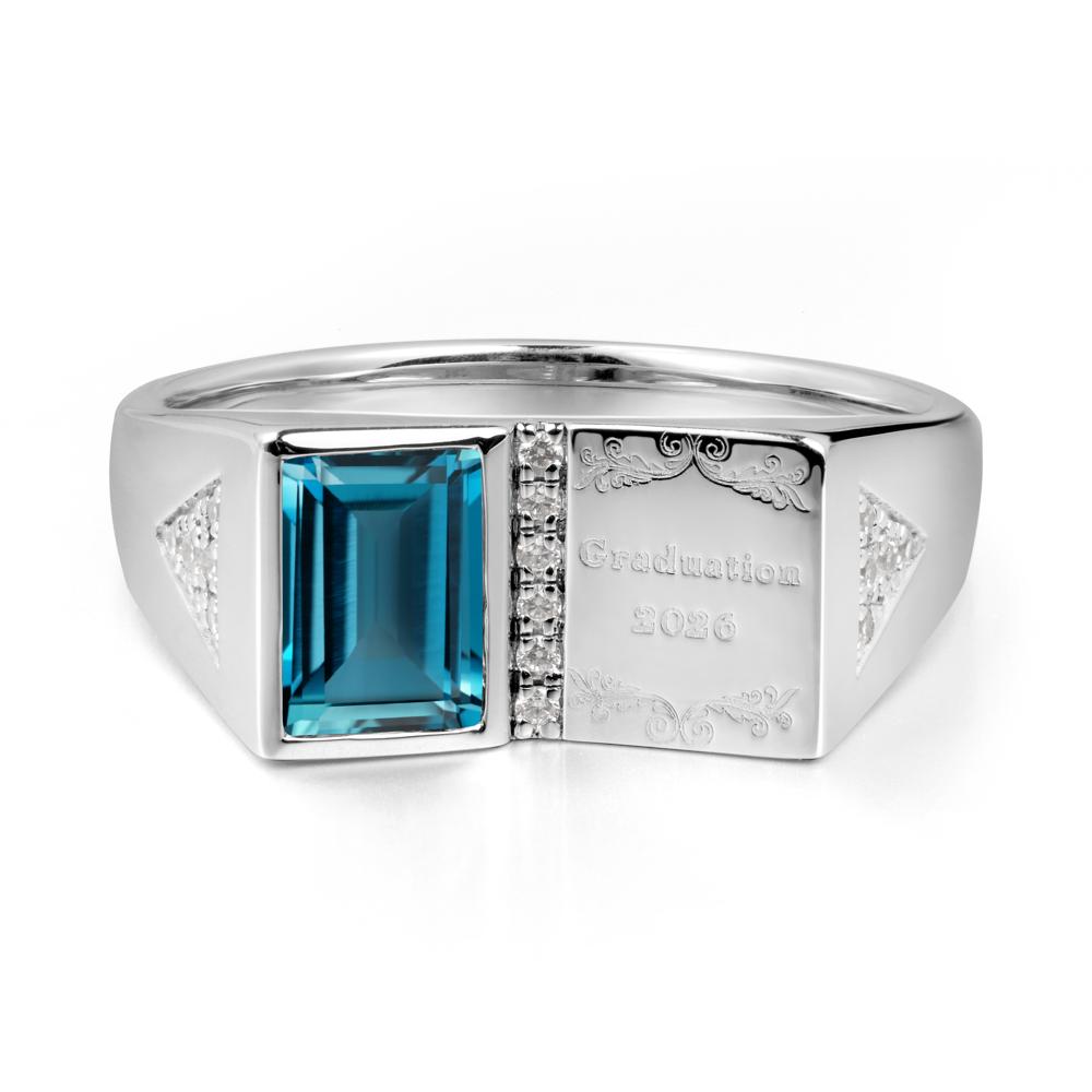 Personalized Graduation London Blue Topaz Ring - LUO Jewelry #metal_18k white gold