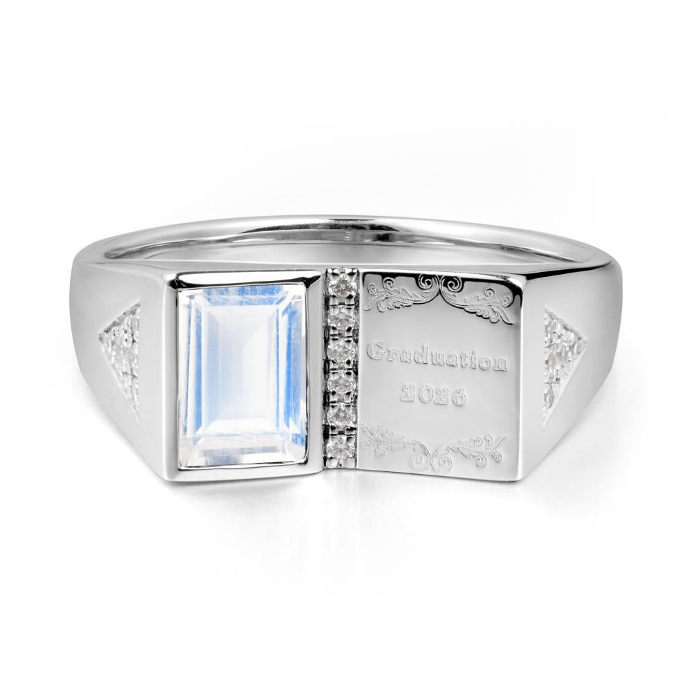 Custom Moonstone Graduation Ring - LUO Jewelry #metal_14k white gold