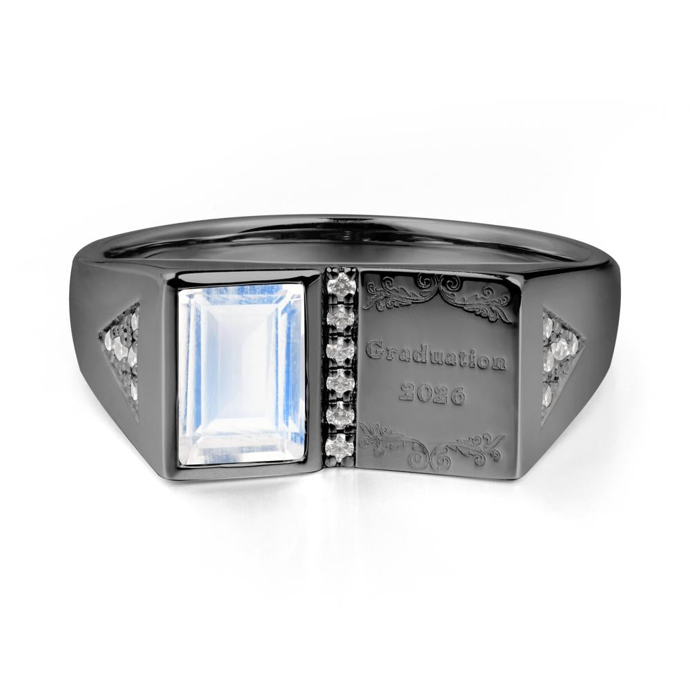 Custom Moonstone Graduation Ring - LUO Jewelry #metal_black finish sterling silver