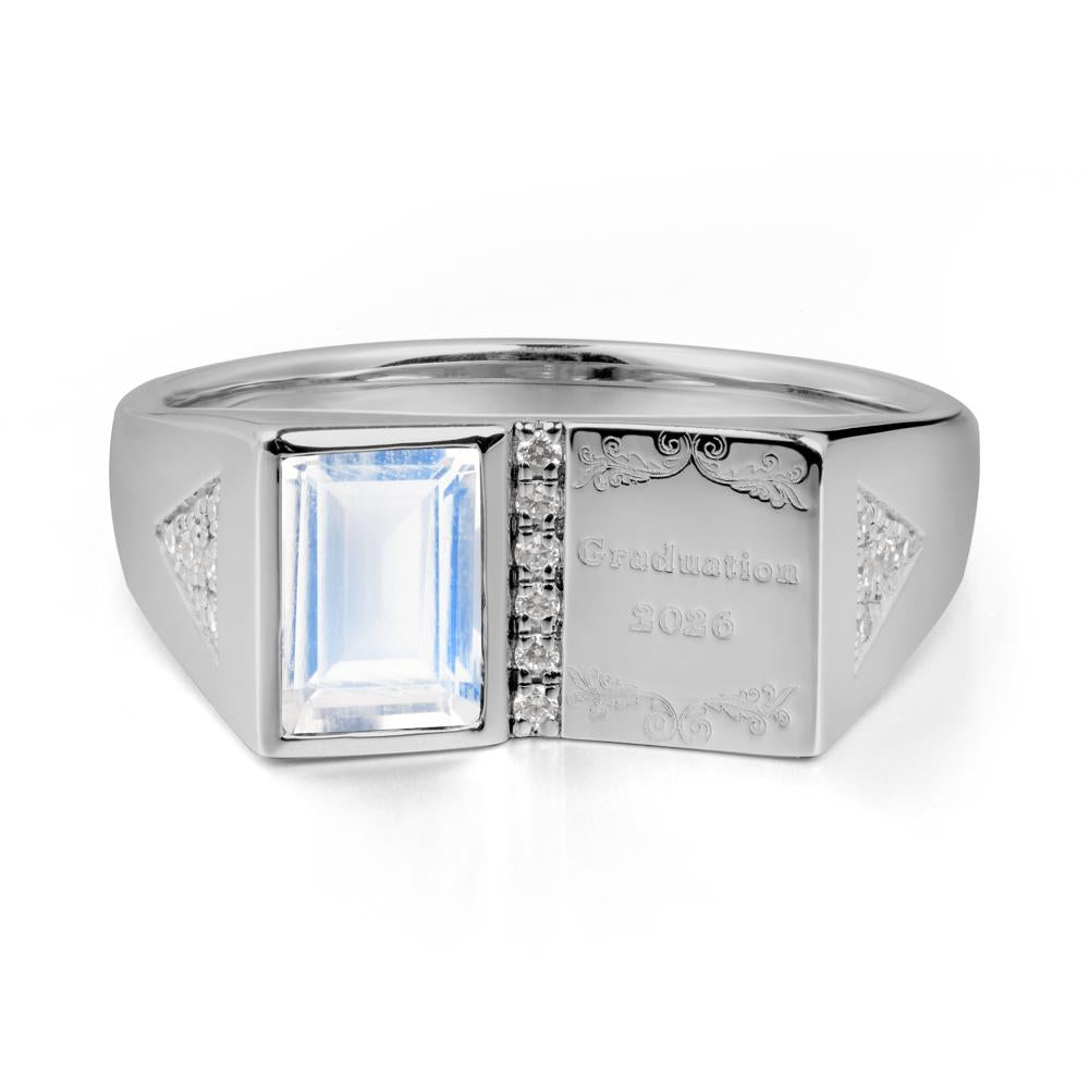 Custom Moonstone Graduation Ring - LUO Jewelry #metal_platinum