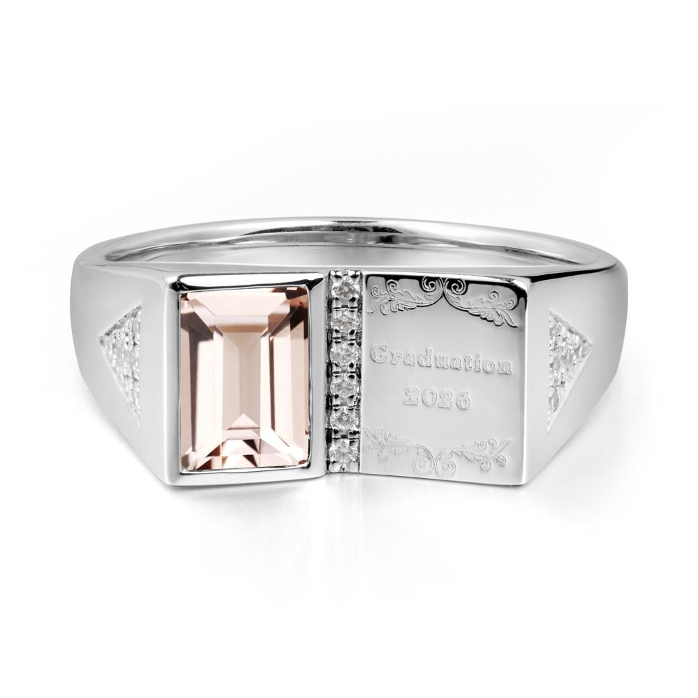 Personalized Graduation Morganite Ring - LUO Jewelry #metal_14k white gold
