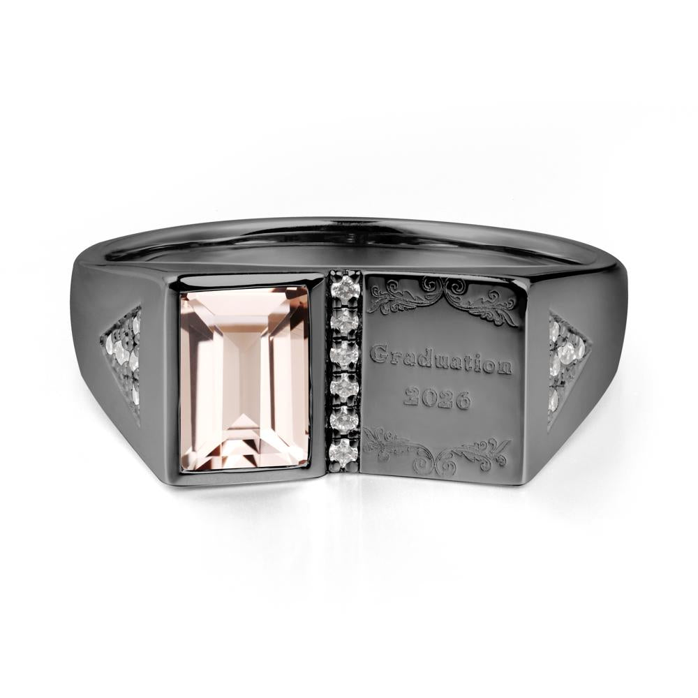 Personalized Graduation Morganite Ring - LUO Jewelry #metal_black finish sterling silver