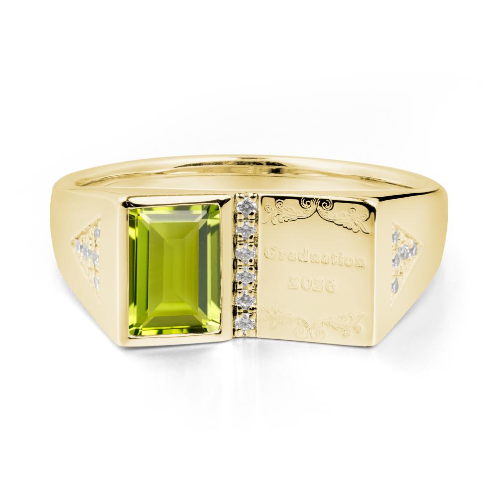 Personalized Graduation Peridot Ring - LUO Jewelry #metal_18k yellow gold