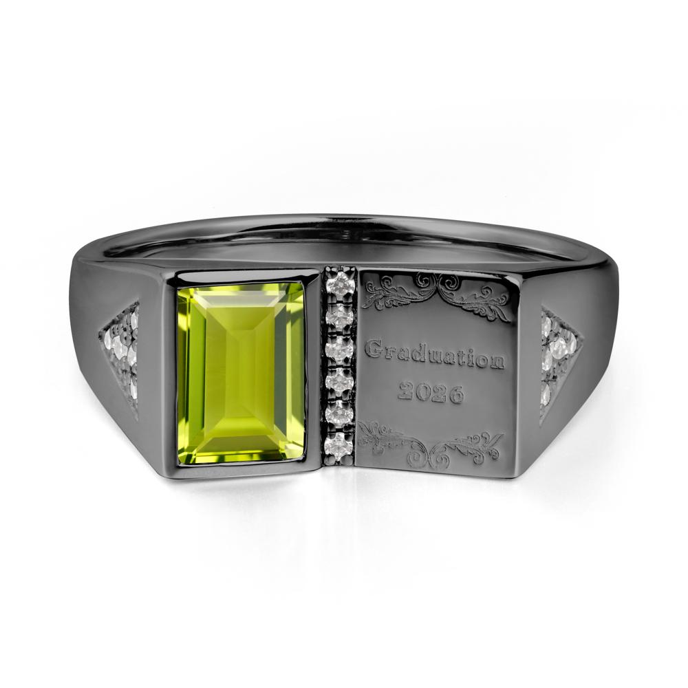 Personalized Graduation Peridot Ring - LUO Jewelry #metal_black finish sterling silver