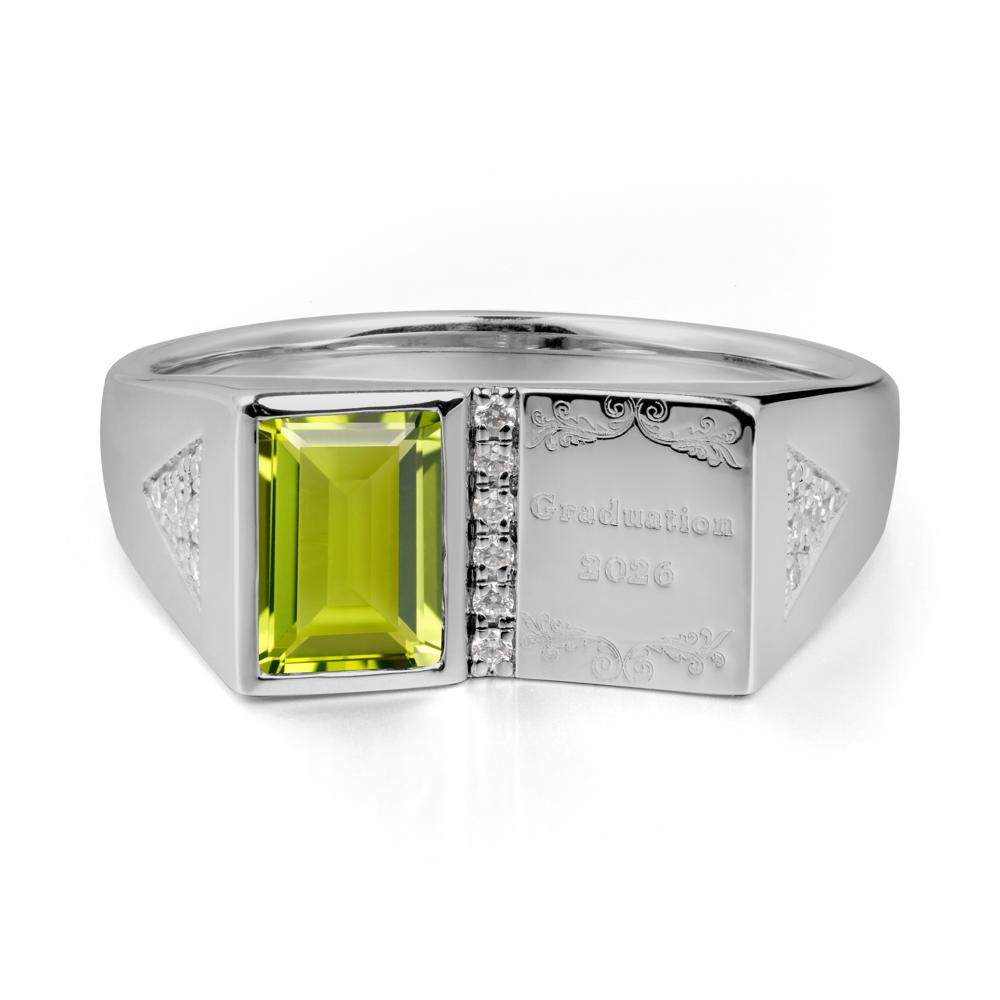 Personalized Graduation Peridot Ring - LUO Jewelry #metal_platinum