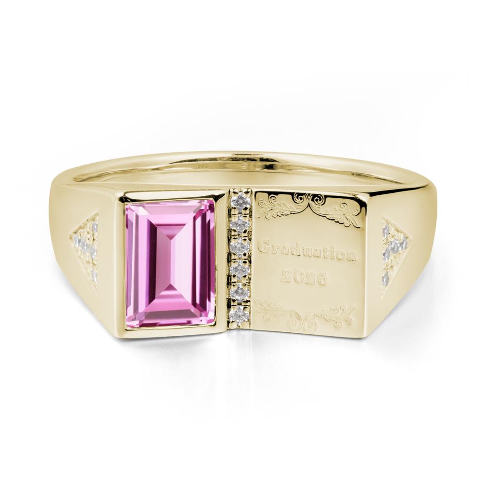 Personalized Graduation Pink Sapphire Ring - LUO Jewelry #metal_14k yellow gold