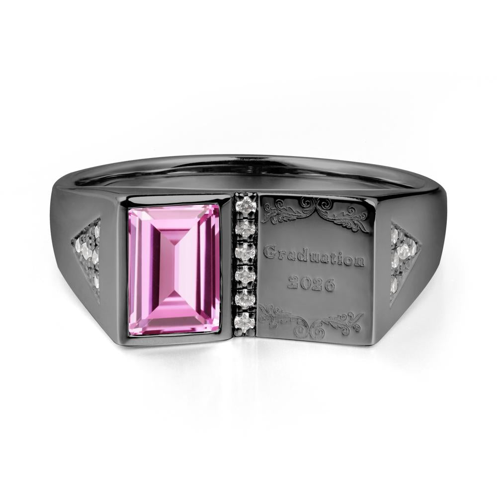 Personalized Graduation Pink Sapphire Ring - LUO Jewelry #metal_black finish sterling silver