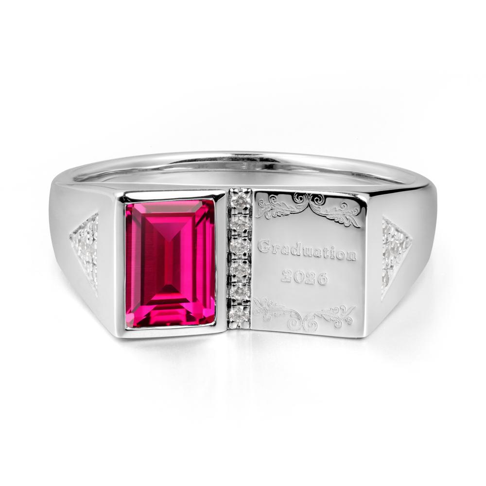 Personalized Graduation Ruby Ring - LUO Jewelry #metal_14k white gold