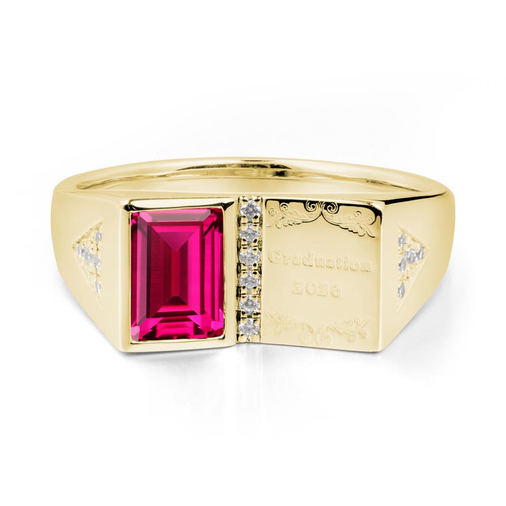 Personalized Graduation Ruby Ring - LUO Jewelry #metal_18k yellow gold