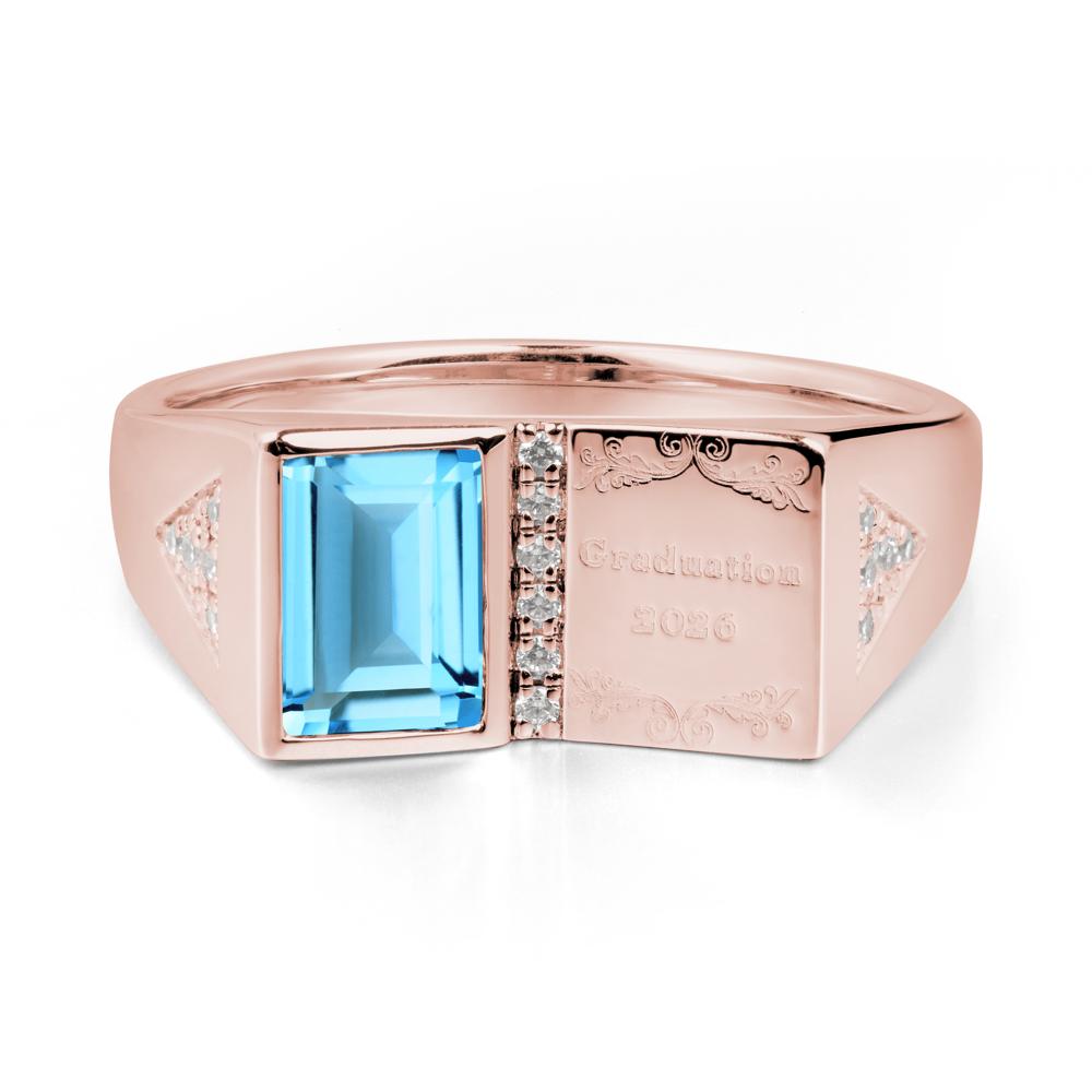 Custom Swiss Blue Topaz Graduation Ring - LUO Jewelry #metal_18k rose gold