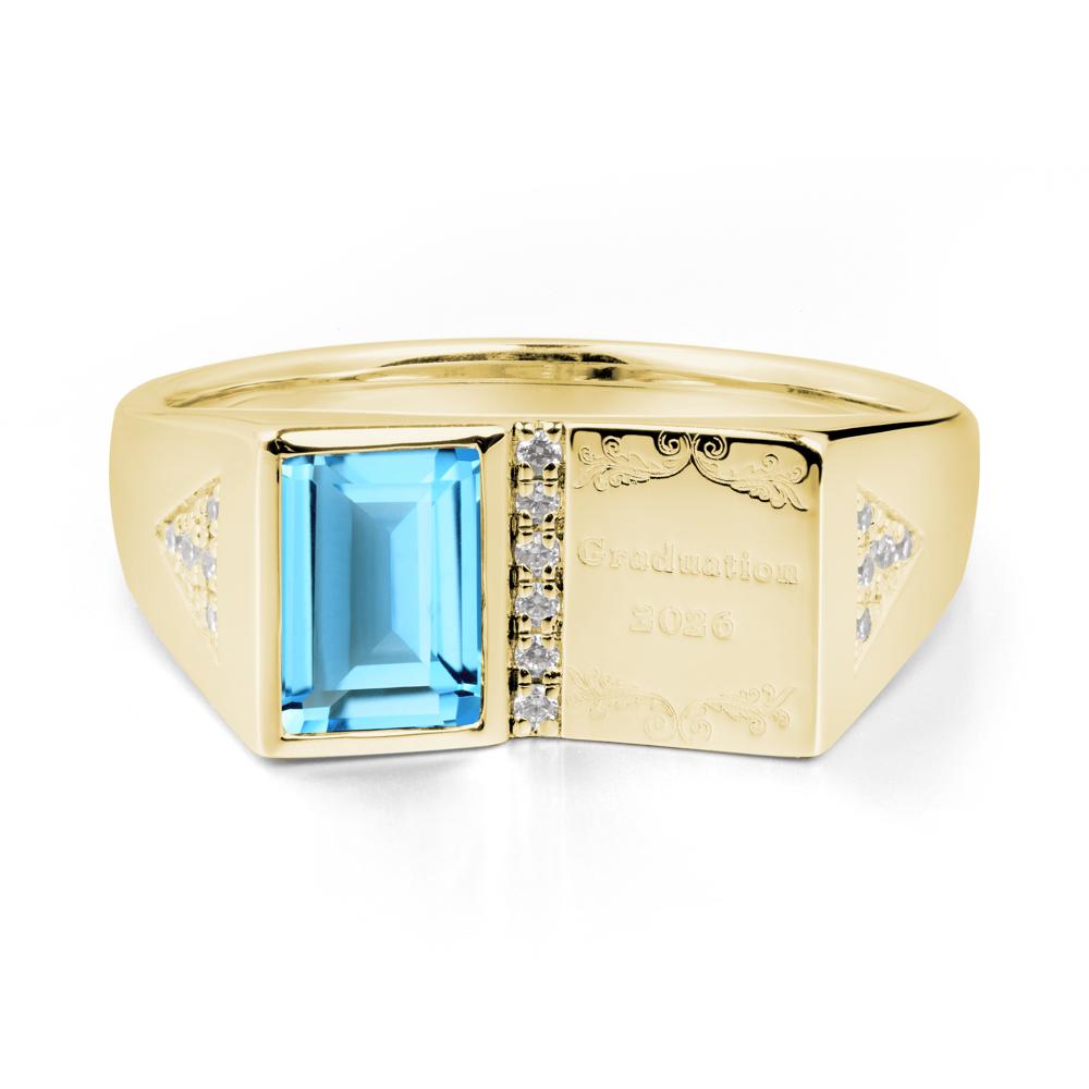 Custom Swiss Blue Topaz Graduation Ring - LUO Jewelry #metal_18k yellow gold