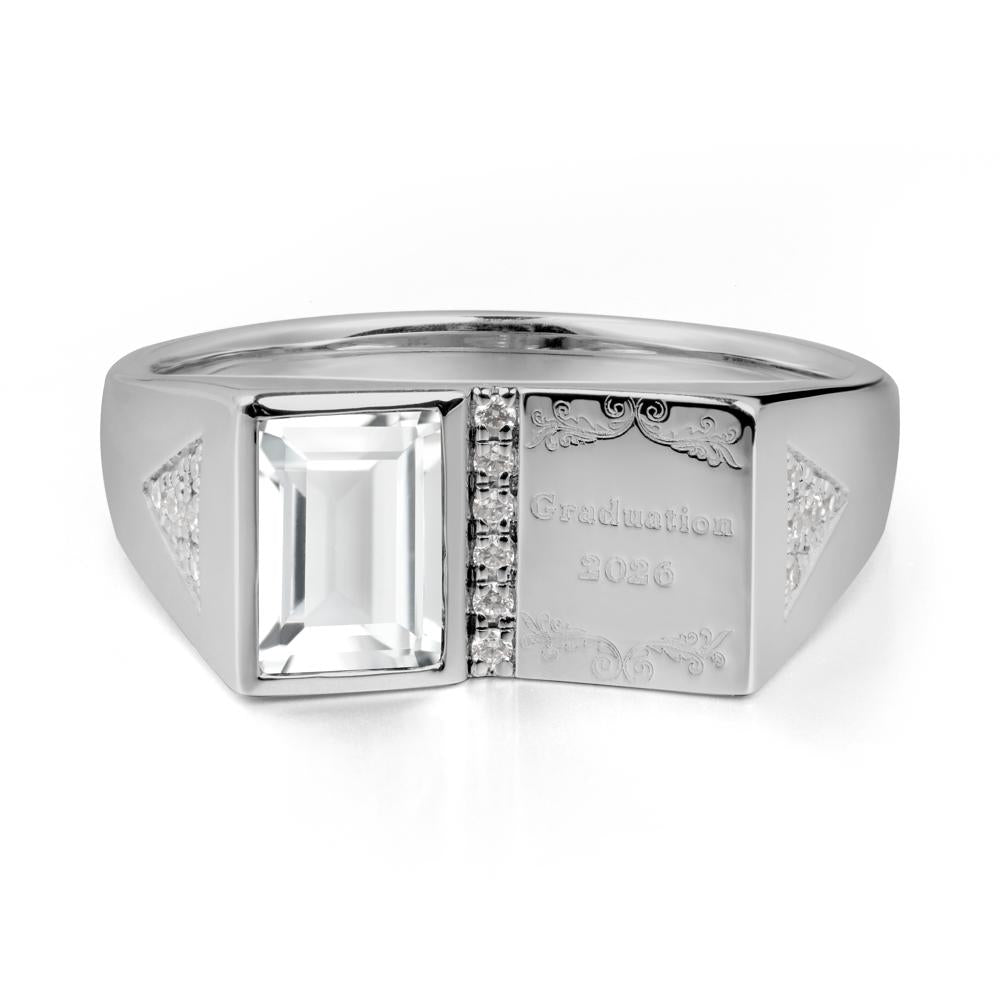 Custom White Topaz Graduation Ring - LUO Jewelry #metal_platinum