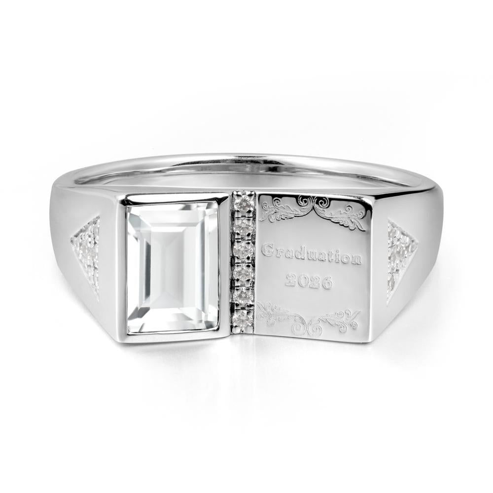 Custom White Topaz Graduation Ring - LUO Jewelry #metal_sterling silver