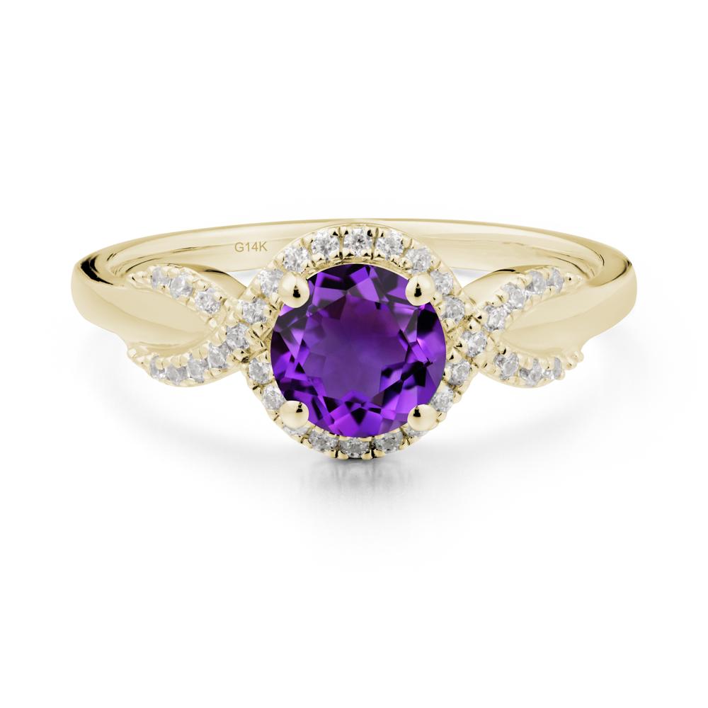 Twist Band Amethyst Engagement Ring - LUO Jewelry #metal_14k yellow gold