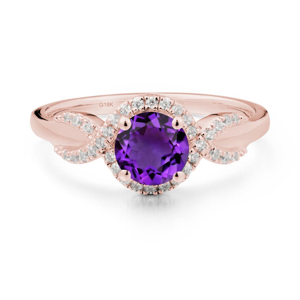 Twist Band Amethyst Engagement Ring - LUO Jewelry #metal_18k rose gold